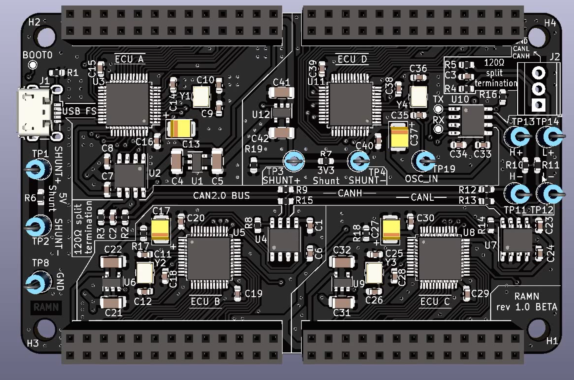 KiCAD 中 RAMN 的 3D 视图